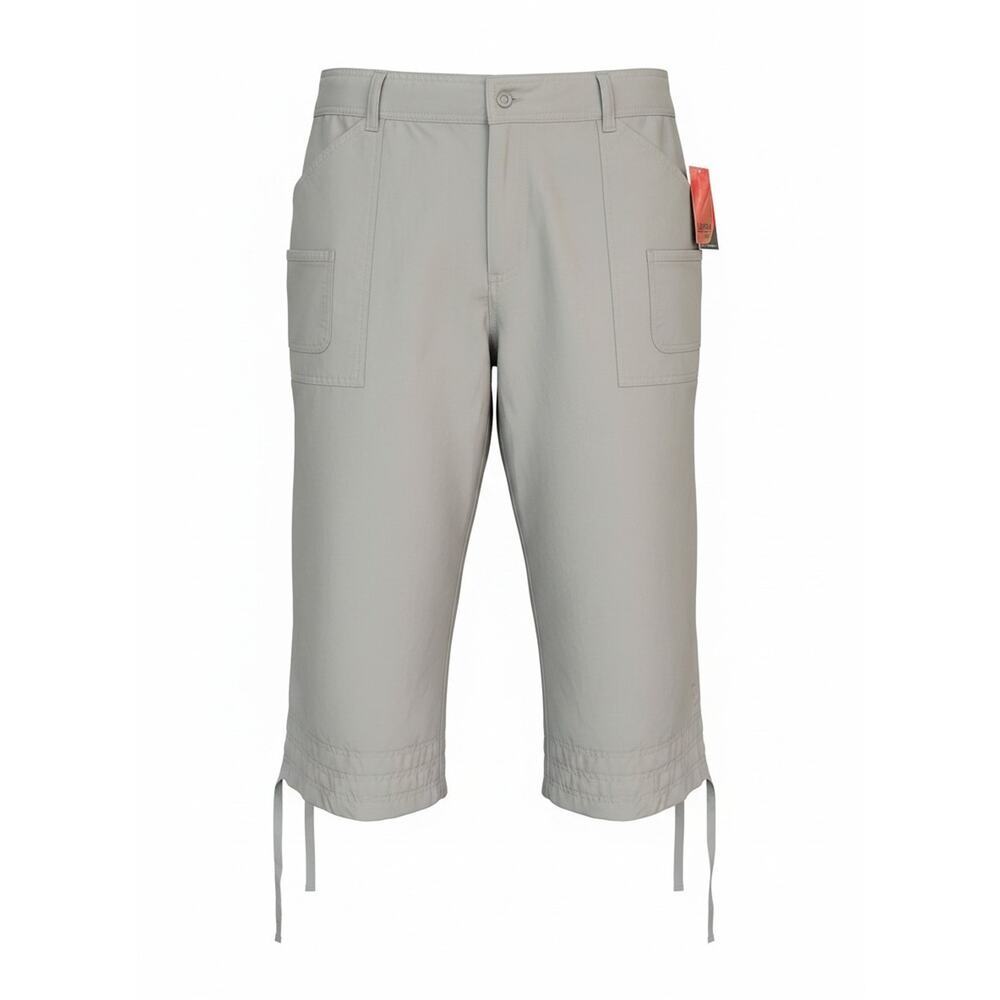NWT Danskin Now Cropped Pants Straight Leg Tie Womens Size XXL/20 Soft Silver